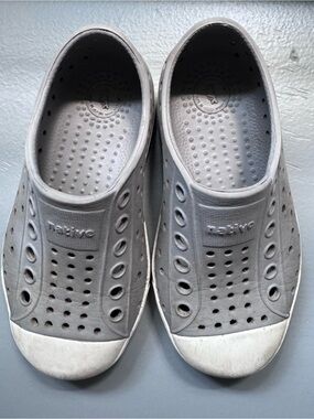 Native Grey Slip-On Sneakers with White Toe Cap